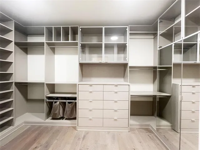 a view of a room with shelves
