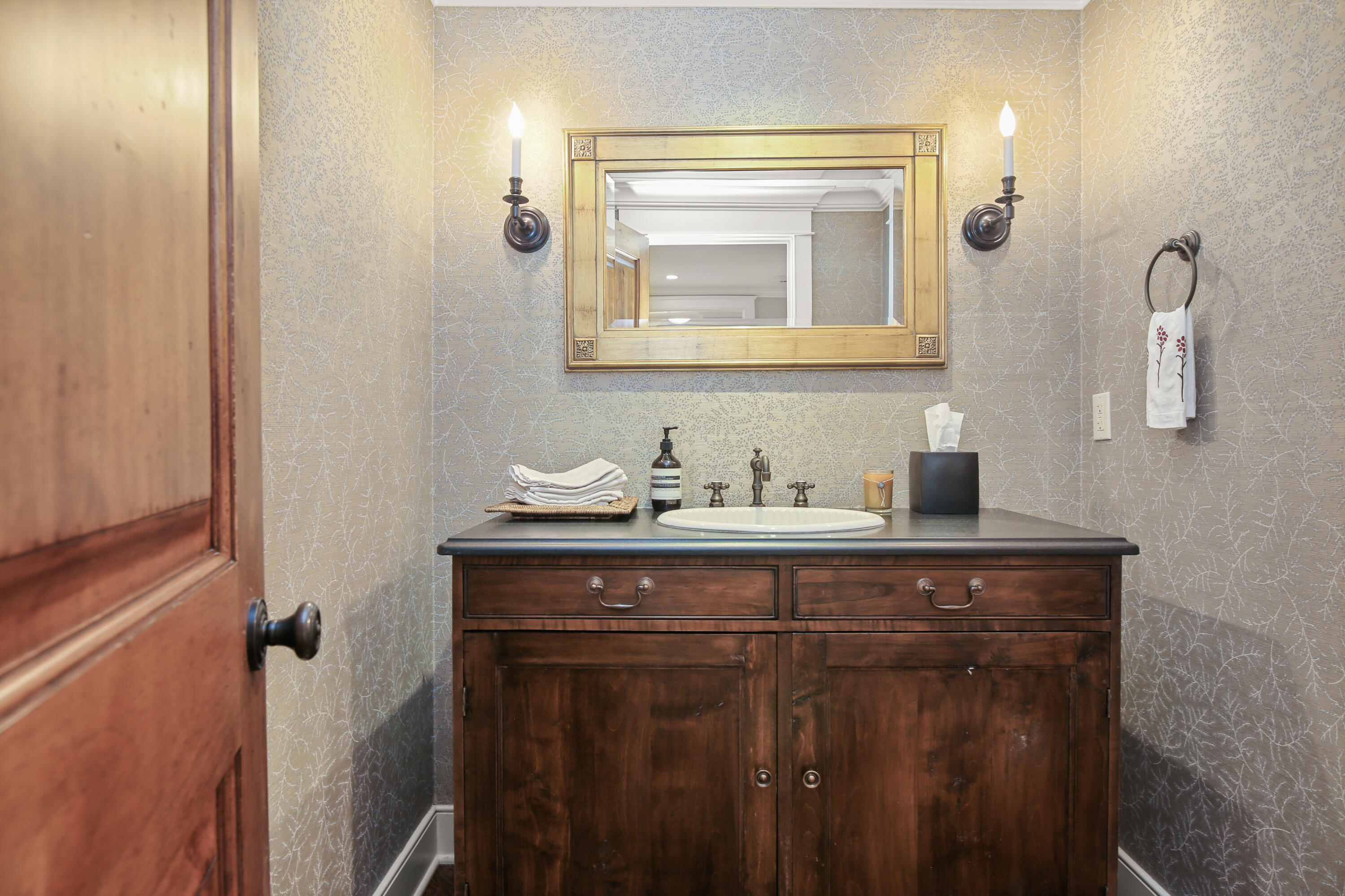 114 Ferris Hill Road New Canaan, CT 06840 - Photo 32 of 58 a bathroom with a sink vanity and mirror