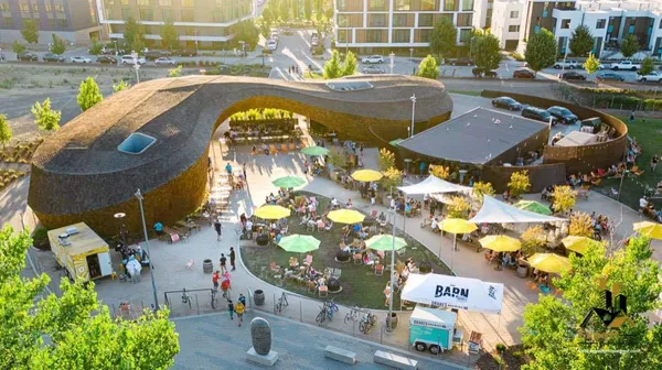 a view of swimming pool with outdoor seating