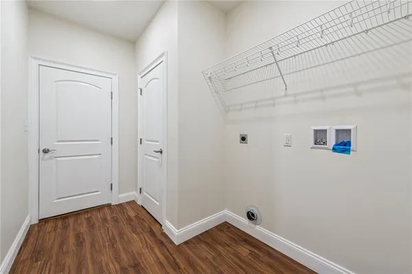 a view of a room with racks on the wall