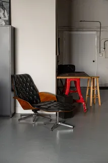 a living room with furniture
