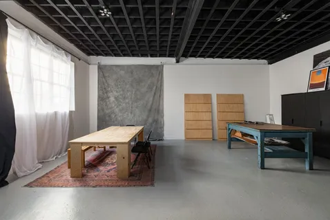 a room with furniture and windows