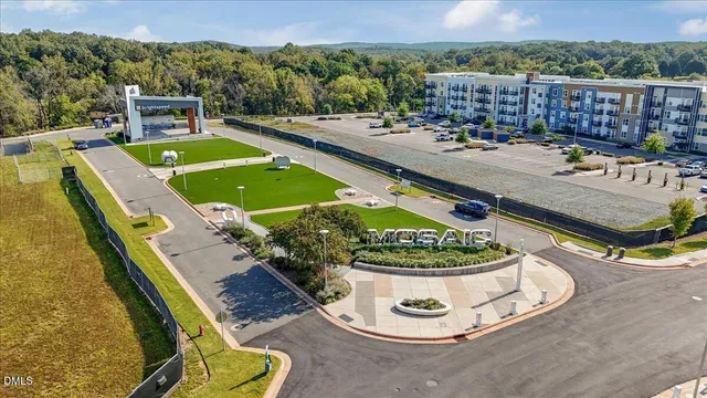 aerial view of a house with a balcony