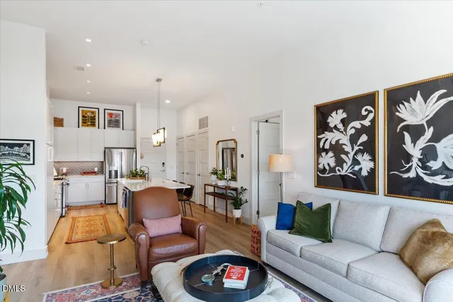 a living room with furniture and a couch