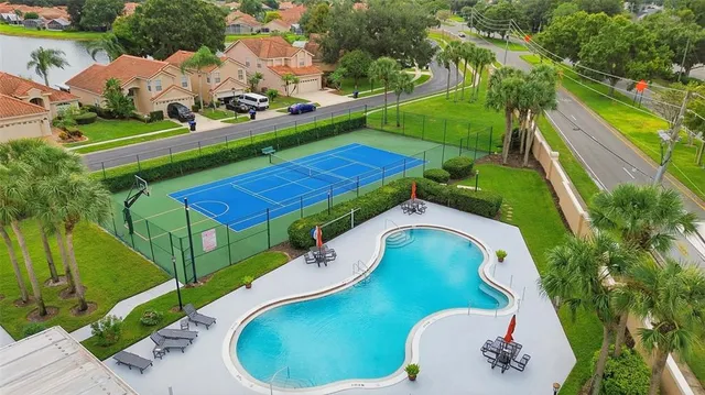 an aerial view of a house