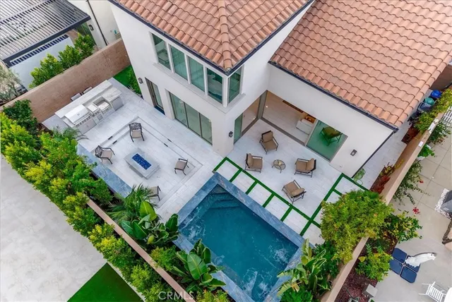an aerial view of a house