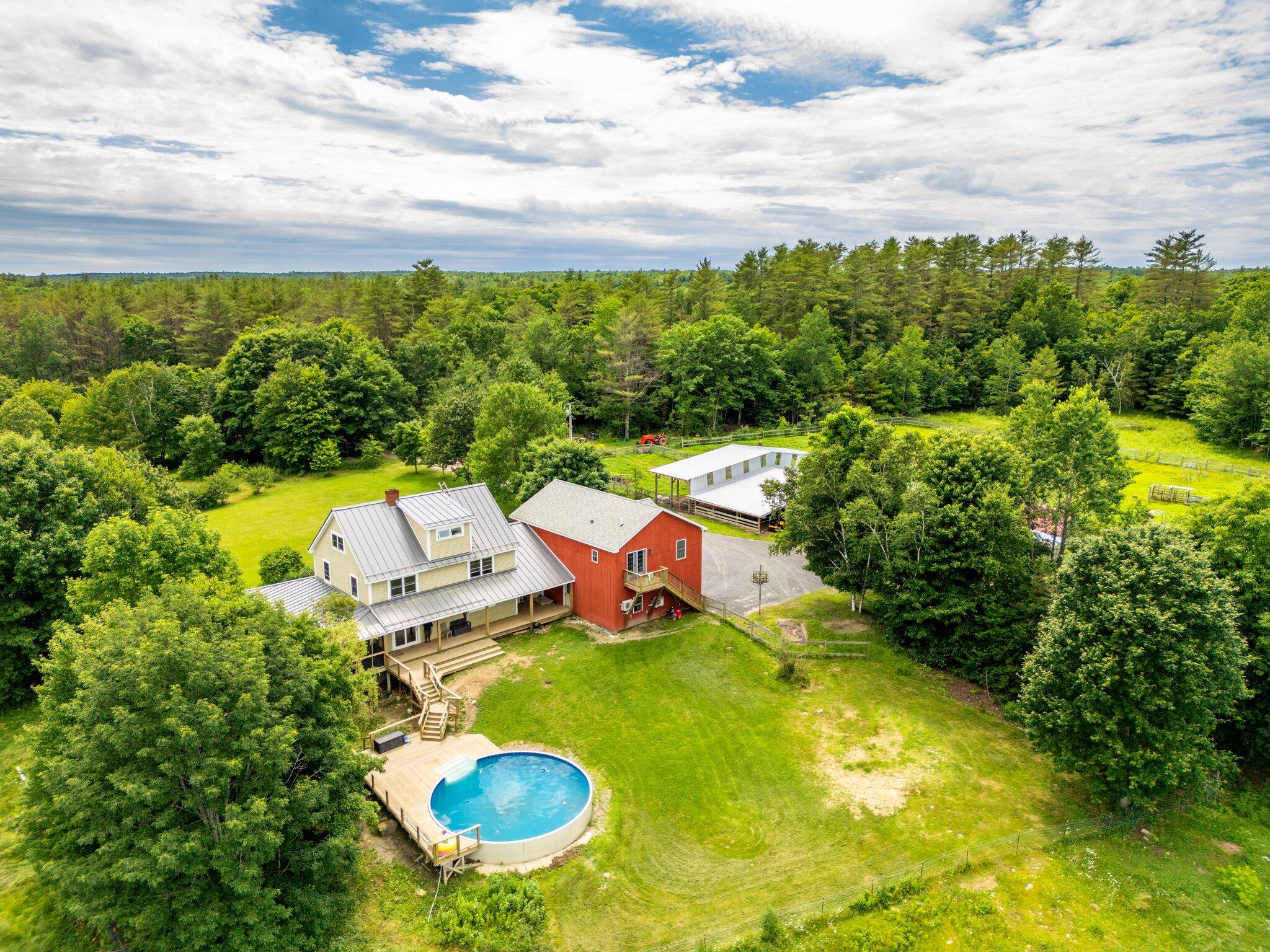 434 Kelley Road Pittston, ME 04345 - Photo 10 of 110 Aerial view of back yard and pool