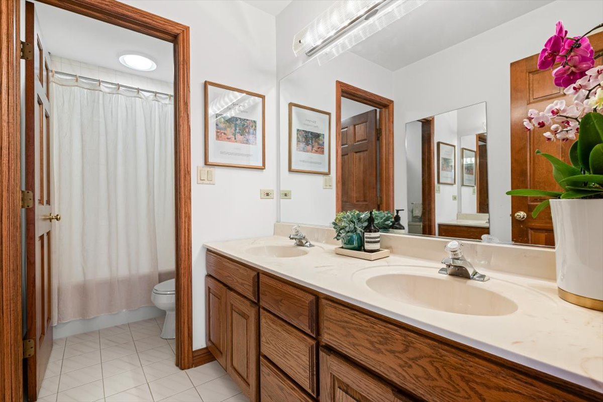 4588 Pamela Court Long Grove, IL 60047 - Photo 42 of 59 a bathroom with a double vanity sink a and a mirror