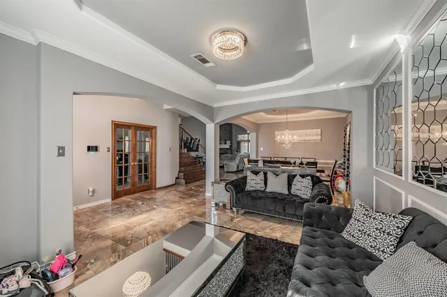 a living room with furniture