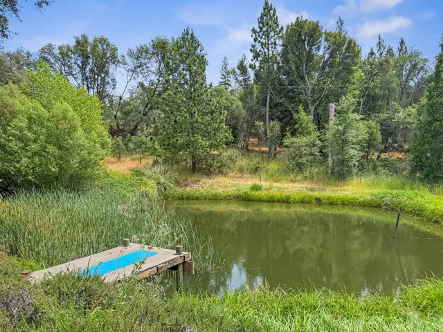 a view of lake with green space