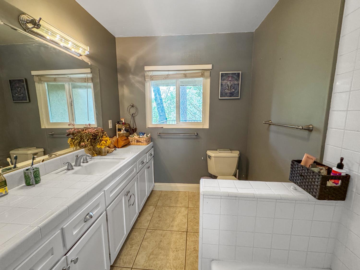 15655 Rough And Ready Highway Rough and Ready, CA 95975 - Photo 31 of 48 a bathroom with a double vanity sink mirror and toilet