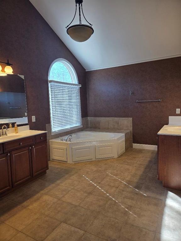 465 Young James Circle Stockbridge, GA 30281 - Photo 27 of 45 a spacious bathroom with a granite countertop sink a mirror and a bathtub