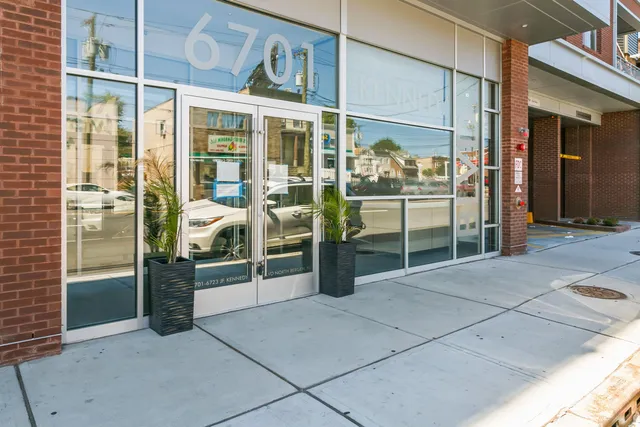 a view of a glass door with a glass door