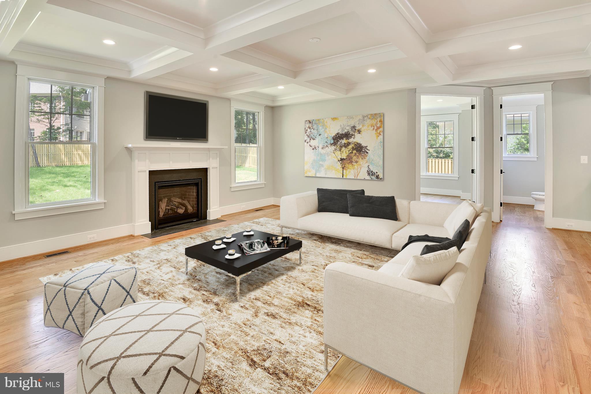607 Kingsley Road Southwest Vienna, VA 22180 - Photo 8 of 30 Family Room with Coffered Ceiling