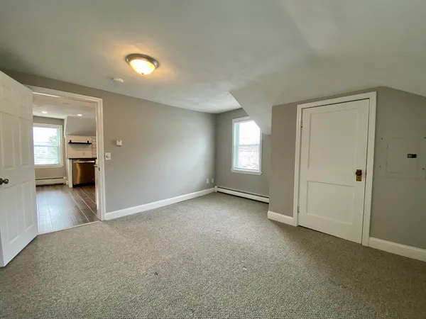 a view of a livingroom with a window