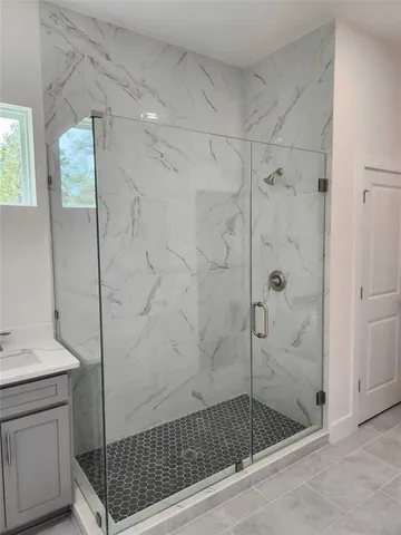 a bathroom with a shower