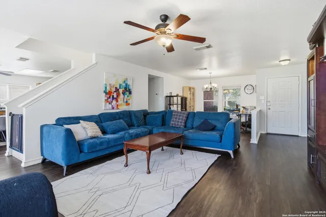 a living room with furniture