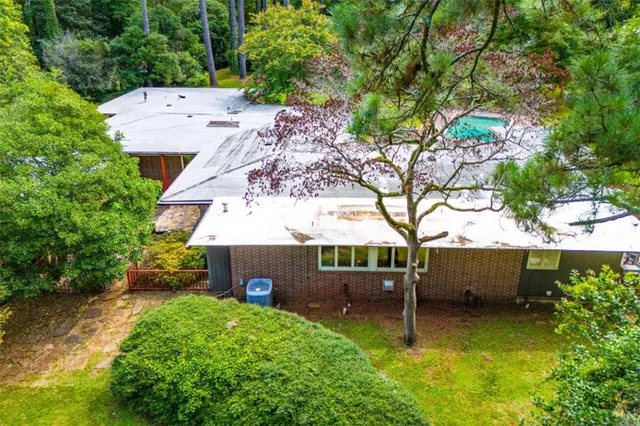 an aerial view of a house