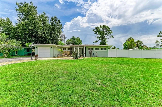 a view of house with a big yard