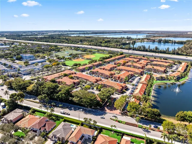 an aerial view of a yard