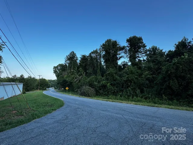 a view of a field with trees in the background