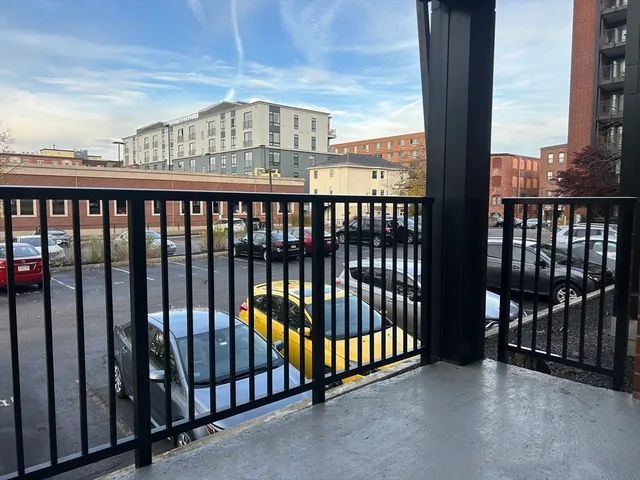 a view of a balcony with city view