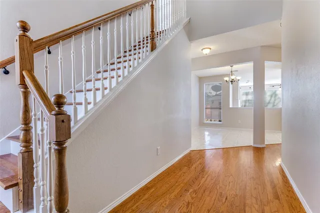 a view of entryway with wooden floor