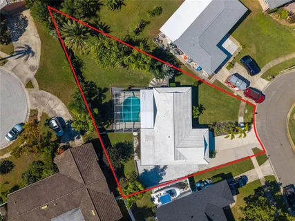 an aerial view of a house