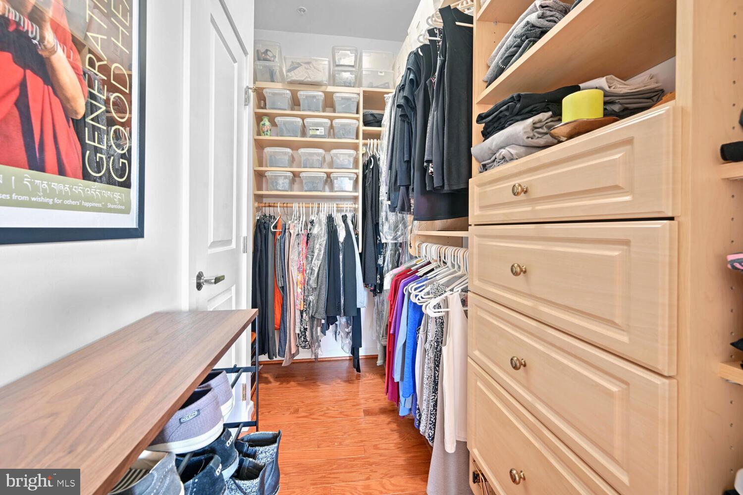 343 Cedar Street Northwest, Unit 322 Washington, DC 20012 - Photo 28 of 40 a view of walk in closet with clothes and shoes