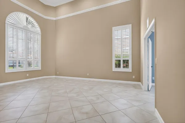 an empty room with windows