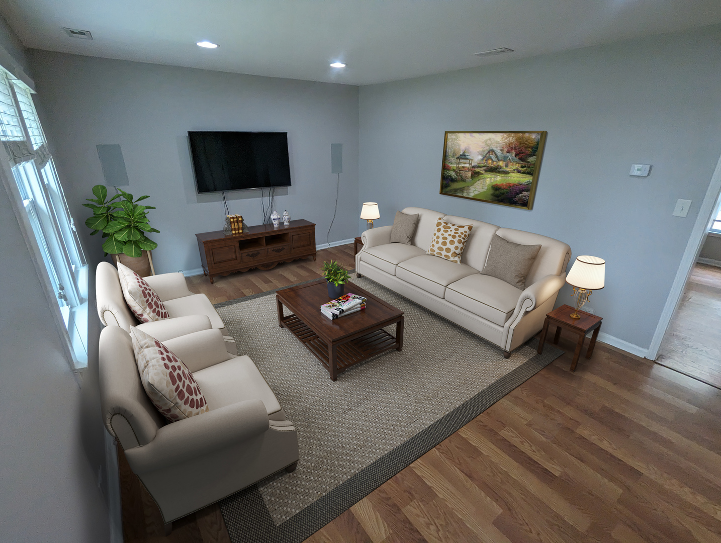 1369 North Quentin Road Palatine, IL 60067 - Photo 2 of 12 a living room with furniture and a flat screen tv