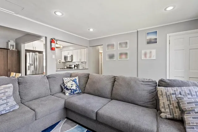 a living room with furniture and a couch