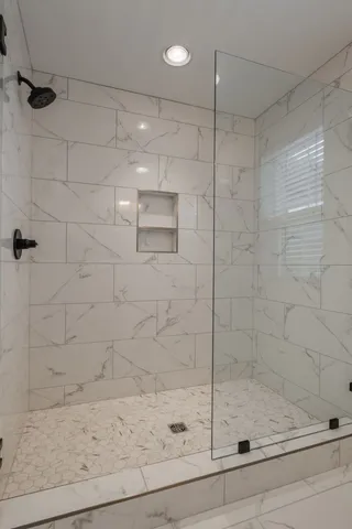 a bathroom with a shower