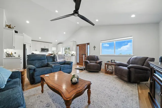 a view of a city with a mountain in the background