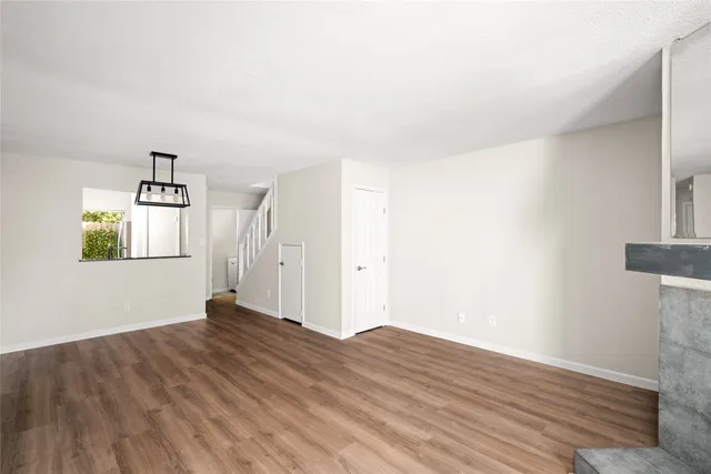 a view of livingroom with wooden floor
