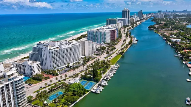 a view of a city with an ocean view