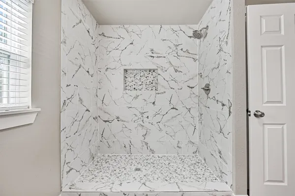 a bathroom with a shower