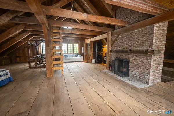 a living room with a large window