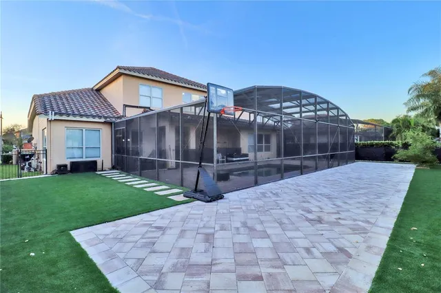 a view of a garage with a bike and car