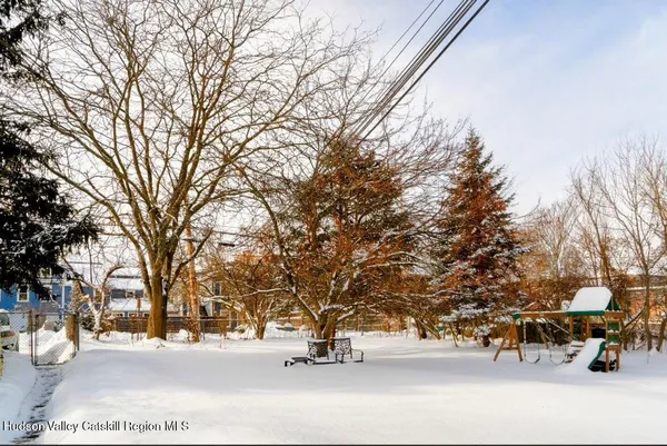 a park view with large trees