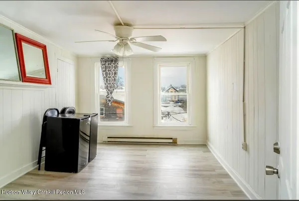 wooden floor and windows in a room