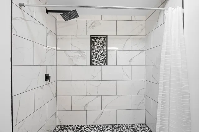 a bathroom with a shower