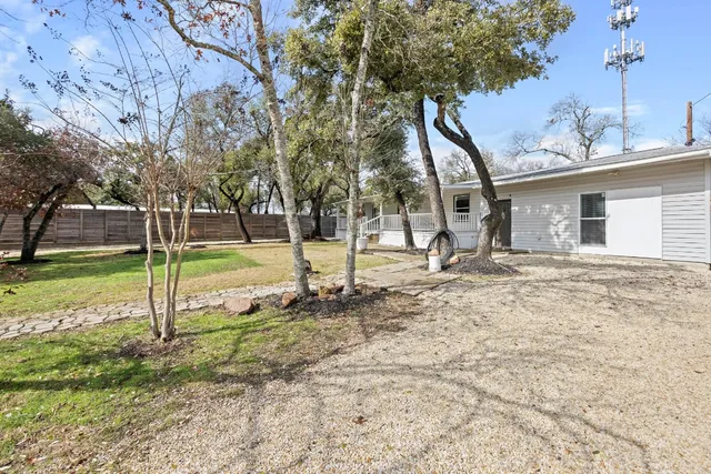 a view of a park with swings