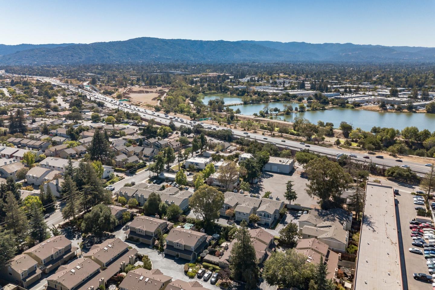 101 Redding Road, Unit B2 Campbell, CA 95008 - Photo 30 of 32 an aerial view of residential house with lake and mountain view