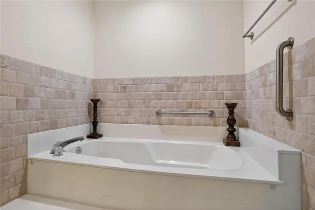a bathroom with a bathtub