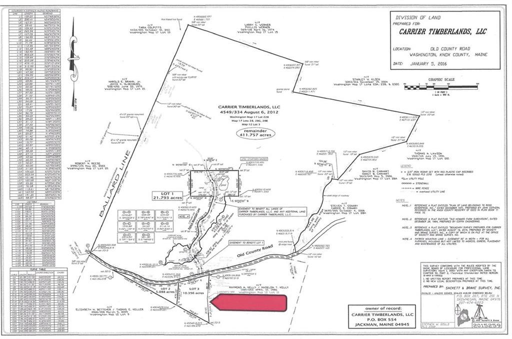 Lot3 Old County Road Washington, ME 04574 - Photo 1 of 2 Survey depicting Lot 3