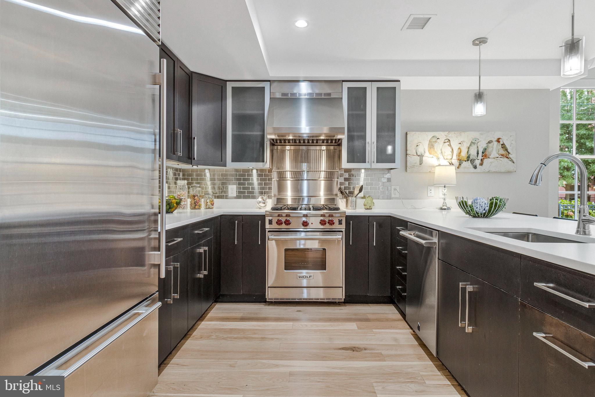 1610 North Queen Street, Unit 211 Arlington, VA 22209 - Photo 10 of 43 a kitchen with stainless steel appliances granite countertop a stove a sink and a refrigerator