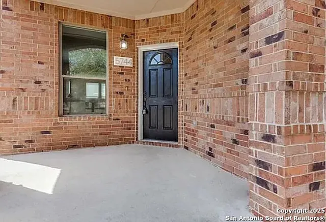 a view of an entrance of the building