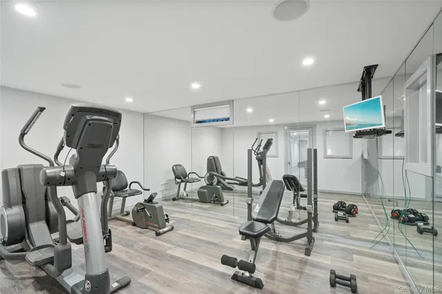 a view of a room with gym equipment