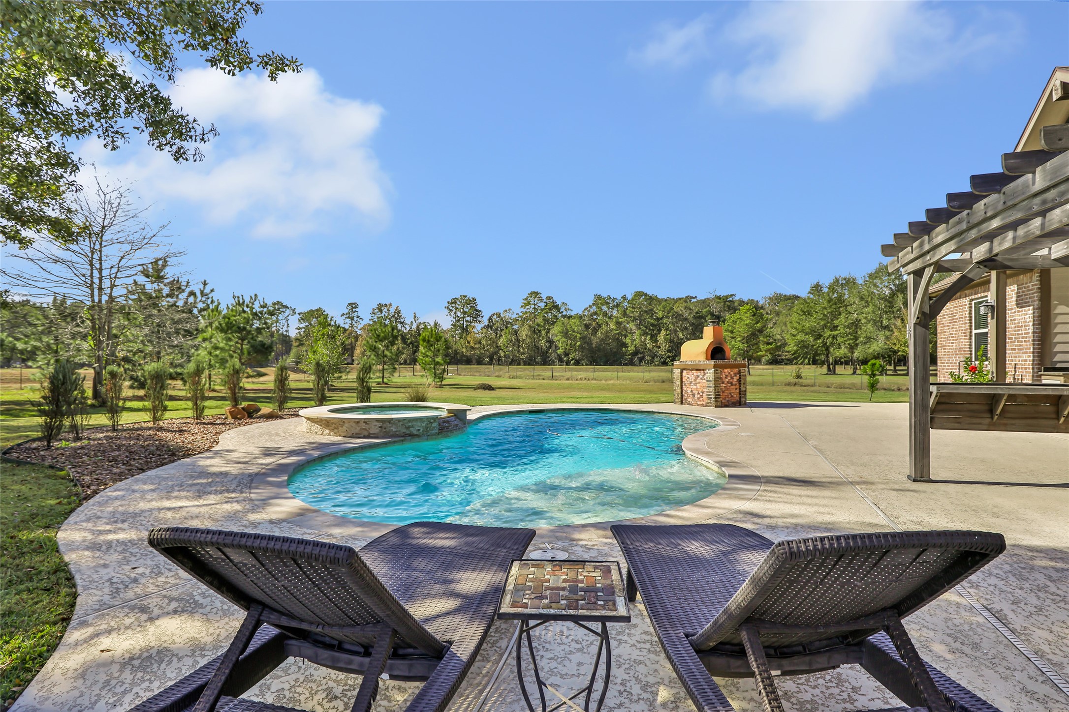 9006 Water Buck Lane Conroe, TX 77303 - Photo 15 of 48 a view of yard and swimming pool with seating space